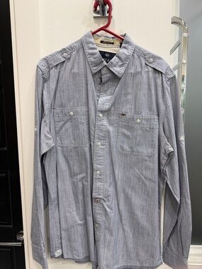 Buffalo David Bitton Light Blue Pinstripe Men's Button-Down Shirt
